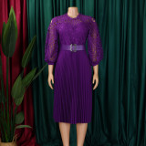Plus Size Lace Crochet Hollowed Out Midi Dress GCZF-8595