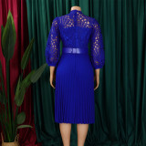 Plus Size Lace Crochet Hollowed Out Midi Dress GCZF-8595