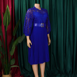 Plus Size Lace Crochet Hollowed Out Midi Dress GCZF-8595