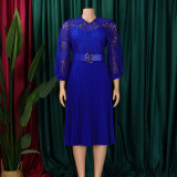 Plus Size Lace Crochet Hollowed Out Midi Dress GCZF-8595