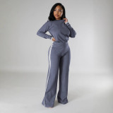 Long Sleeve Knits Wide Leg Two Piece Pants Set SFY-2788