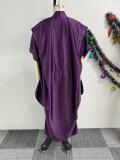 Plus Size Pleated V Neck Split Maxi Dress NY-10917