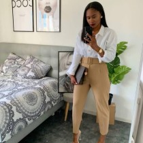Plus Size Casual Slim Solid Color Trouser GCZF-P01A-C2