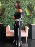 One Shoulder Long Sleeve Two Piece Pants Set GFDY-1315