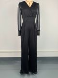 Mesh Sleeve Patchwork Loose Jumpsuit GWDS-240892