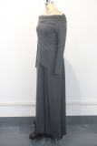 One Neck Off Shoulder Pleated Two Piece Pants Set GWDS-241003