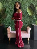 One Shoulder Long Sleeve Two Piece Pants Set GFDY-1315