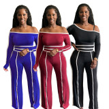 One Shoulder Long Sleeve Two Piece Pants Set GFDY-1315