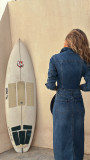 Long Sleeve Single-breasted Denim  Midi Dress GYAN-29283