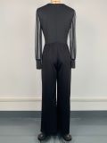 Mesh Sleeve Patchwork Loose Jumpsuit GWDS-240892