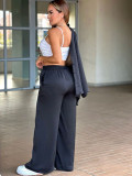 Solid Color Long Sleeve Shirt Pants 2 Piece Set GWDS-240782