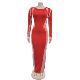Long Sleeve Backless Split Maxi Dress BY-7090