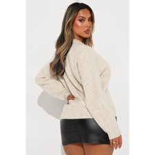 Fashion Lapel Solid Color Long Sleeve Knits Sweater ASL-6762
