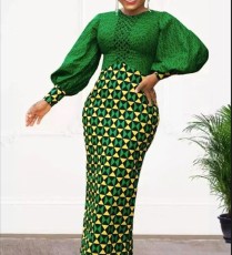 Print Long Sleeve Long Dress GXYY-8243