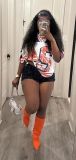 Fashion V Neck Print T Shirt YUEM-220293