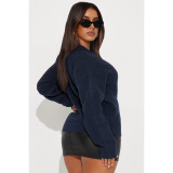 Fashion Lapel Solid Color Long Sleeve Knits Sweater ASL-6762