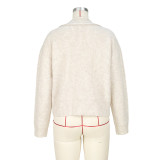 Fashion Lapel Solid Color Long Sleeve Knits Sweater ASL-6762