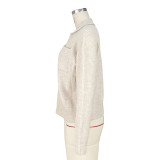 Fashion Lapel Solid Color Long Sleeve Knits Sweater ASL-6762