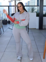 Color Block Drop-shoulder Two Piece Pants Set GDYF-6696