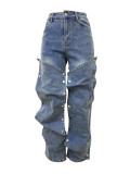 Fashion Washed Studded  Loose Jeans LSD-2281