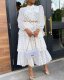 Plus Size Ruffled Chiffon Print Long Sleeve Maxi Dress GXYY-6096