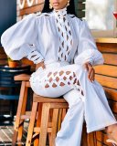 Plus Size Hollow Out Loose Two Piece Pants Set GXYY-7009