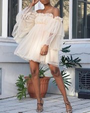 Plus Size Solid Color One Shoulder Midi Dress GXYY-6048
