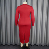 Plus Size Solid Color Ruffles Midi Dress GKEN-040826