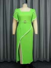 Plus Size Ruffles Sleeve Midi Dress GKEN-040835