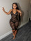 Deep V Neck Lace See Through Romper YUEM-390401
