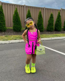 Kids Girls Casual Sling Zipper Short Two Piece Set GYAY-8110