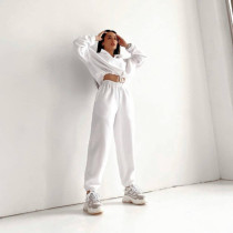 Casual Loose Zipper Sweatshirt Pants Suit YMZY-5972