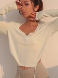 Long Sleeve Tie Up Irregular T Shirt YMZY-8032