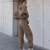 Hooded Sweatshirt Coat Pants Solid 2 Piece Set YMZY-1939