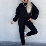 Solid Color Hooded Long Sleeve Pants 2 Piece Set YMZY-9837