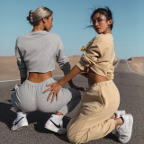 Casual Loose Solid Color Two Piece Pants Set YMZY-0907