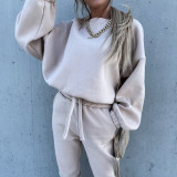 Solid Color Hooded Long Sleeve Pants 2 Piece Set YMZY-9837