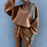 Solid Color Hooded Long Sleeve Pants 2 Piece Set YMZY-9837