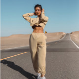 Casual Loose Solid Color Two Piece Pants Set YMZY-0907