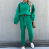 Solid Color Hooded Long Sleeve Pants 2 Piece Set YMZY-9837