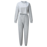 Casual Loose Solid Color Two Piece Pants Set YMZY-0907