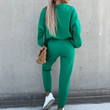 Solid Color Hooded Long Sleeve Pants 2 Piece Set YMZY-9837