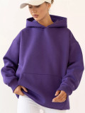 Solid Color Loose Hooded Sweatshirt YMZY-61901