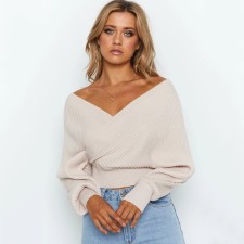 Solid Color Knits V Neck Sweater YMZY-2016
