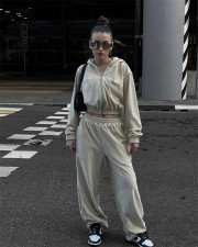 Long Sleeve Hoodies Elasticized Pants Two Piece Set YMZY-60006