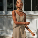 Solid Color Sling Sweater Two Piece Shorts Set YMZY-1025