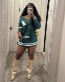 Fashion Long Sleeve Sweater Cardigan Skirt Suit MEM-88608