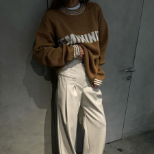 O Neck Print Knits Long Sleeve Sweater YMZY-11301