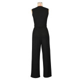 Solid Color Sleeveless Tops And Pants 2 Piece Set AIL-290