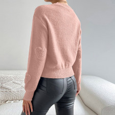 Peach Heart Sweater Pullover Long Sleeve Top GDAM-1021